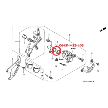 06451-MZ2-405 honda stempelbremsekaliber bagbremse (kopier)