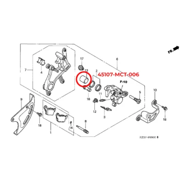 45107-MCT-006 honda stempelbremsekaliber bagbremse