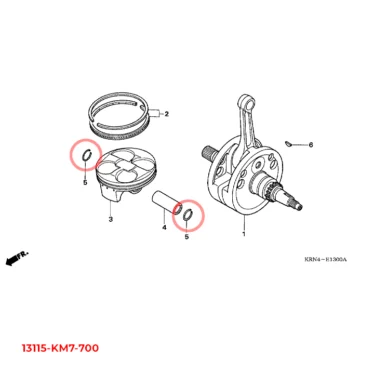 honda clips, stempelpind, 16mm 13115-KM7-700 13115KM7700