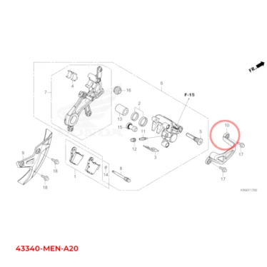 honda afskærmning, b. bremseklodser 43340-MEN-A20 43340MENA20