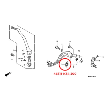 honda fjederenhed, b. bremse retur pedal/kickstarter 46511-KZ4-J00 46511KZ4J00