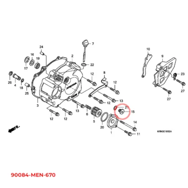 honda hætte, 14mm 90084-MEN-670