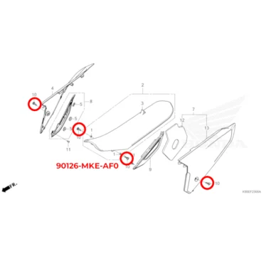 90126-MKE-AF0 honda bolt, speciel, 6x21 sæde/side afskærmning 90126MKEAF0