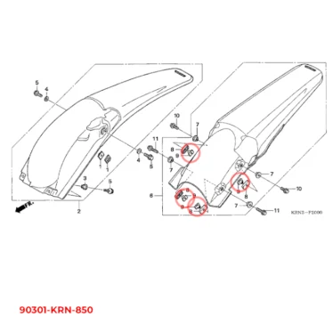 90301-KRN-850 honda møtrik, b. stødfanger 90301KRN850