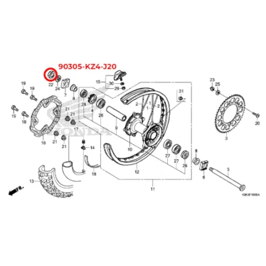 honda møtrik baghjul 22mm 90305-KZ4-J20 90305KZ4J20