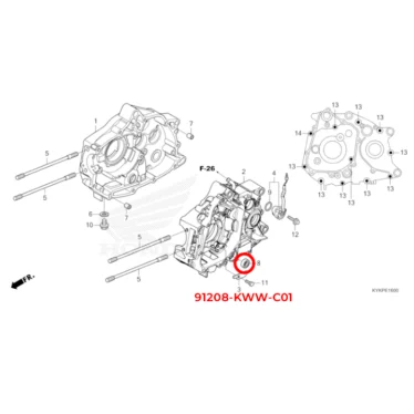 honda olietætning 11.6x22x7 91208-KWW-C01 91208KWWC01