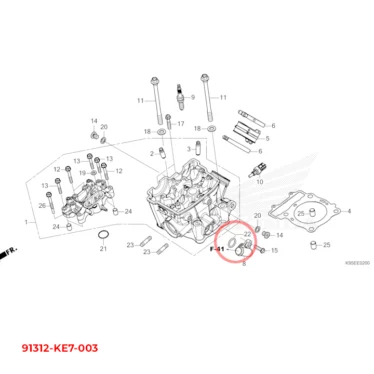 91312-KE7-003 honda o ring, 19x3 (nok) 91312KE7003