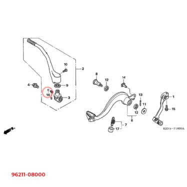 honda kugle, stål, #8 (1/4) pedal/kick 96211-08000 9621108000