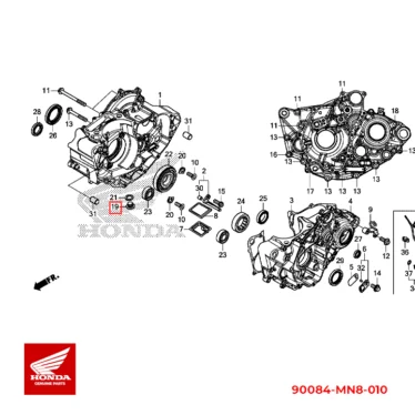 honda bundprop MX motocross hætte, 14mm, sidedæksel 90084-MN8-010 90084MN8010