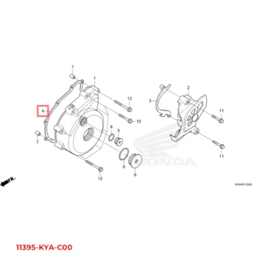 honda pakning, v. afskærmning glr xr 11395-KYA-C00