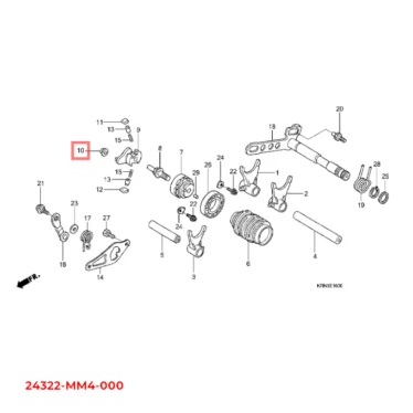 honda krave, skifter 24322-MM4-000 24322MM4000