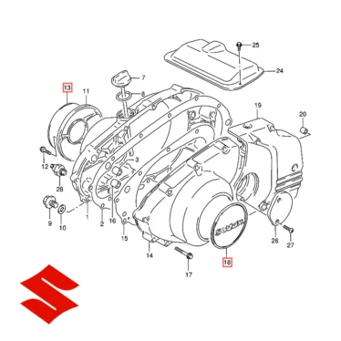 suzuki sølv/sort emblem original reservedel
