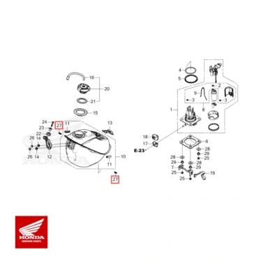 honda original møtrik, clips, 5mm crf 90301-MKE-AF0